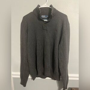 Polo Ralph Lauren Sweater Mens XL Grey 1/4 Button‎ Long Sleeve Pullover